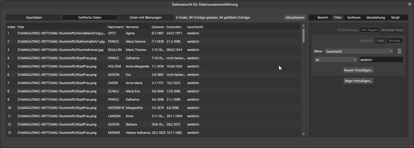 Datenzusammenführung