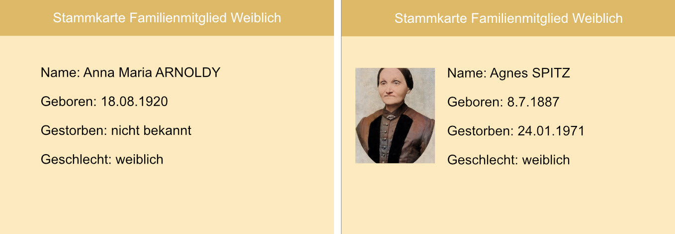 Karteikarte ohne und mit Bild, Endergebnis